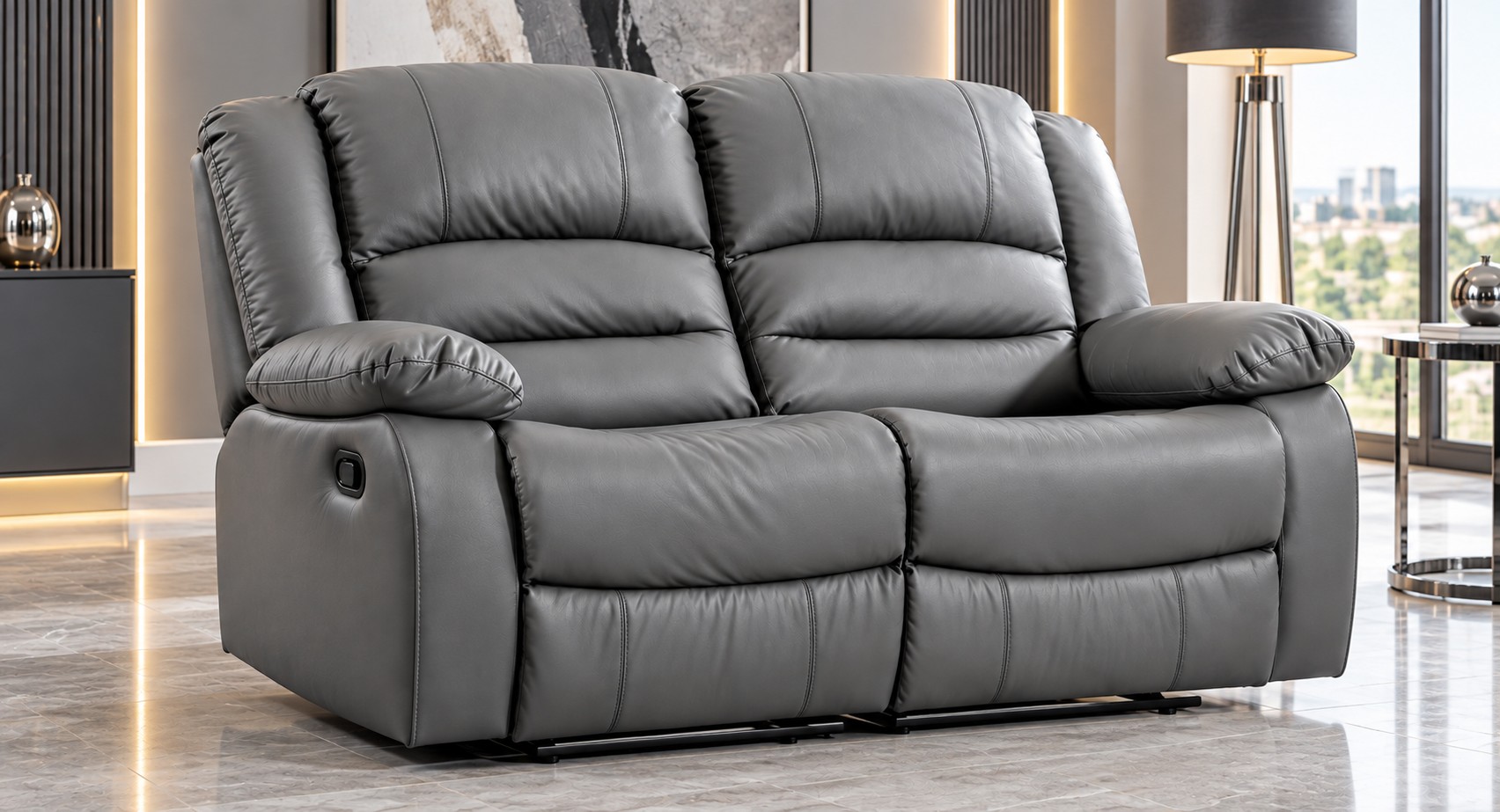 Lazy-B 2 Seater Recliner Grey